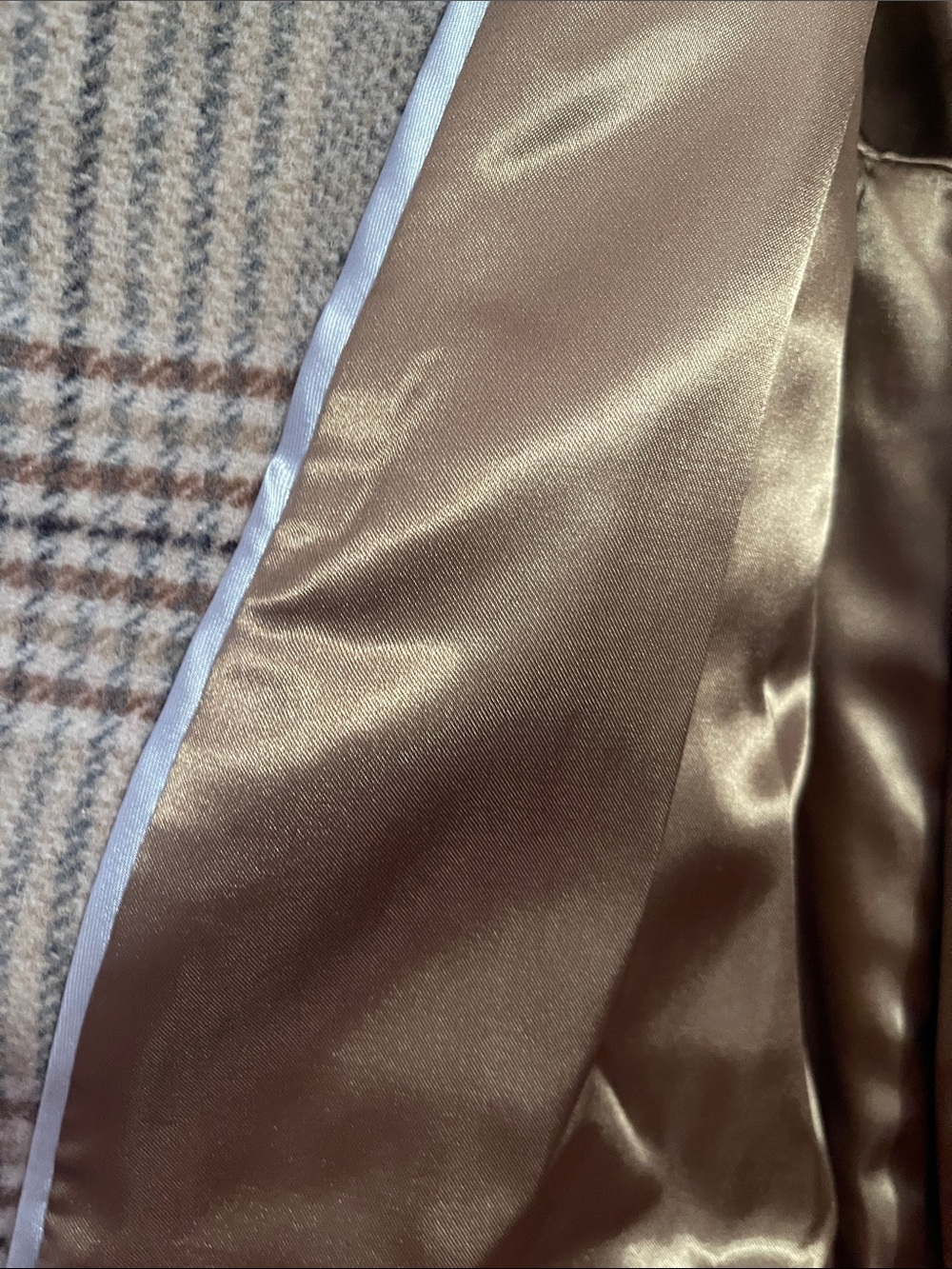 DKNY Beige and Brown Plaid Pea Coat - Picture 6 of 11